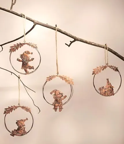 Dekoleidenschaft 4X Dekohänger Vogelscheuche aus Metall, Kupfer, Ø 11 cm - 4er Set Dekohänger 