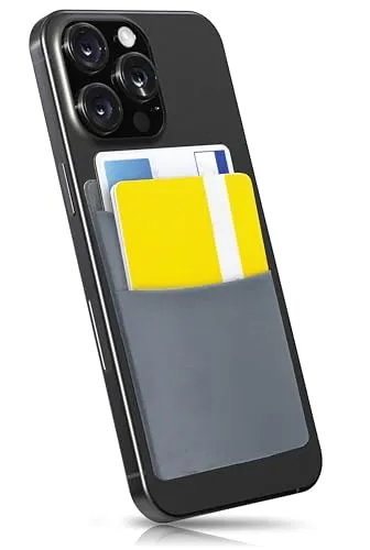 MyGadget 2 Fächer Handy Kartenhalter zum aufkleben - RFID Blocking - Haftendes Kartenfach, Kartenhülle, Karten Halterung - Geldbörse Smartphone Etui - Grau