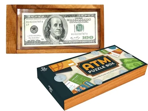 BSIRI ATM-Puzzle-Box für Erwachsene, Geheimbox, Knobelspiele, Geschenkbox, Geld, Gehirn-Teaser, Holz-Puzzle-Boxen mit versteckten Fächern, Schlossbox, Trickbox, Magische Geldgeschenkbox, Luban Box