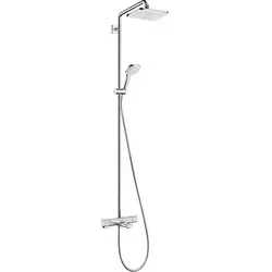 hansgrohe Croma E Showerpipe 27687000 - Chrom mit Wannenthermostat - Brausegarnituren mit 280 mm Kopfbrause, CoolContact-Technologie für Sicherheit und verstellbare Strahlart RainAir für ein perfektes Duscherlebnis.