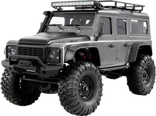 Amewi AMXRock Mini-D90 Scale Crawler 4WD 1:16 RTR grau - App- & ferngesteuerte Crawler mit IPX4 spritzwassergeschütztem Design, Allradantrieb und hochwertiger LED-Beleuchtung für optimale Sicht auf jedem Terrain.