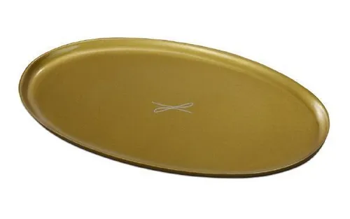 Kerzenteller, Dekoteller, Oval, Gold, 10 x 17 cm, aus Aluminium satiniert, NEU