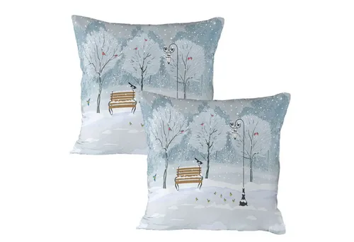 Abakuhaus Kissenbezüge Dekorativer Standard Gedruckter Kissenbezug, (2 Stück), Winter Schnee in Park Weihnachtsbaum