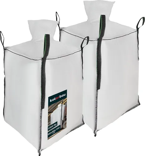 KOTARBAU® 2 St Big Bag Säcke 90x90x160cm Gartenabfallsack Stabil Schürze und Auslauftrichter 1000kg PP Schwerlastsack Gartenabfallsäcke Gartentasche Abfallsäcke Schuttsäcke Bauschuttsäcke Garten Zubeh