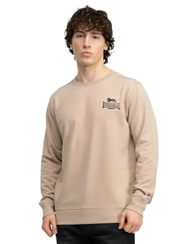 Lonsdale Mens LYMPSTONE Sweatshirt - Stylisches Sweatshirt für Herren in Sand/Black/Anthracite, figurbetonte Slim Fit Passform, hochwertiges Mischgewebe und klassischer Rundhalsausschnitt für optimalen Tragekomfort.