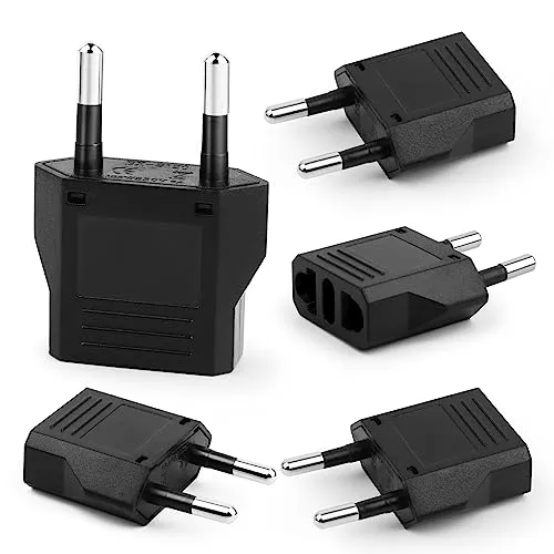 Stück Reiseadapter, US to EU Adapter,2 Pin Deutschland/Europa Stecker Amerika/Kanada/Mexiko Stecker Adapter,für Geräte mit USA-Netzteil,Reisestecker US auf EU, 5
