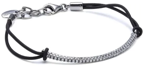 Esprit Armband ESBR91442A170 - Elegantes Lederarmband mit 925 Sterling Silber und Zirkonia, verstellbar von 17,0 bis 20,0 cm – das perfekte Accessoire für jeden Anlass.