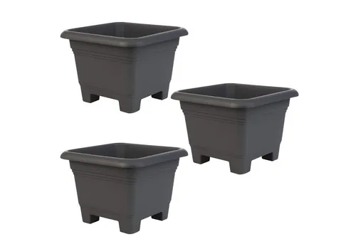 Centi Pflanzkübel Eckiger Pflanzkübel anthrazit extra stabil (3er-Set)