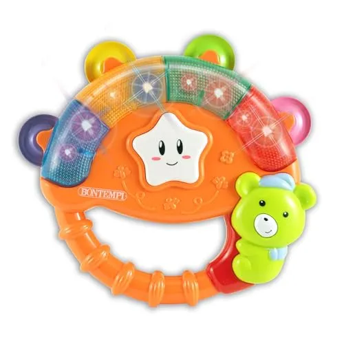 Bontempi | BabyBeat Elektronisches Babytamburin mit Lichtern und Geräuschen | Orange, 23x23x18,5 cm, 6+ Monate