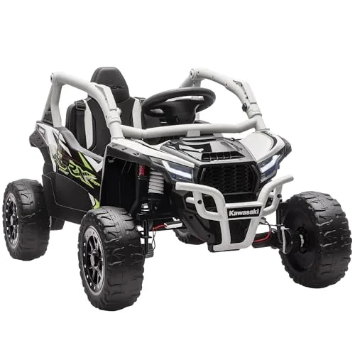 AIYAPLAY Kinder Elektroauto 12V Kawasaki UTV mit Fernbedienung - Lizenziertes Elektrofahrzeug für Kinder von 3-8 Jahren. Mit starken Doppelmotoren, stabiler Federung und realistischem Cockpit für spannenden Fahrspaß im Freien.