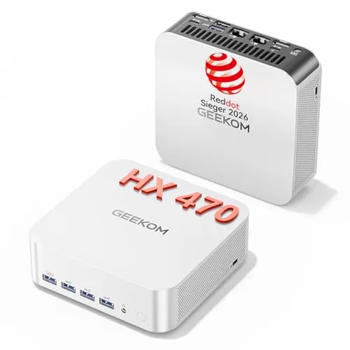 GEEKOM 2025 AI Mini PC A9 Max mit AMD Ryzen AI 9 HX 370, 32GB DDR5+ 2TB SSD, 2.5G Dual-LAN Mini Computer Windows 11 pro mit 2×USB4|HDMI2.1|Wi‑Fi 7&BT 5.4 für Alle Einsatzszenarien