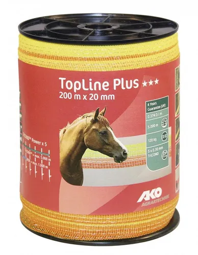 Kerbl Weidenzaunband TopLine Plus 200 m – 20 mm Breite - Hochwertiges 200 m Weidenzaunband für optimale Leitfähigkeit und Sichtbarkeit. Ideal für Pferde- und Rinderweiden, robust und wetterbeständig, sorgt für Sicherheit und zuverlässigen Schutz.
