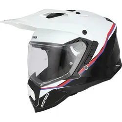 Acerbis Assault Endurohelm - Weiß/Schwarz/Rot/Blau - M - Der Acerbis Assault Endurohelm bietet optimalen Schutz und Komfort für jedes Abenteuer. Mit abnehmbarem Visier und integriertem Sonnenvisier ist er ideal für Offroad- und Straßenfahrten.