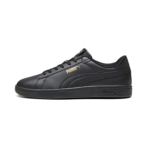 Puma Smash 3.0 L Unisex Sneaker - Puma Black/Puma Gold, 45 EU - Herren-Sneaker mit Schnürung für optimale Passgenauigkeit und einem komfortablen, gepolsterten Schuhkragen für langanhaltenden Tragekomfort.