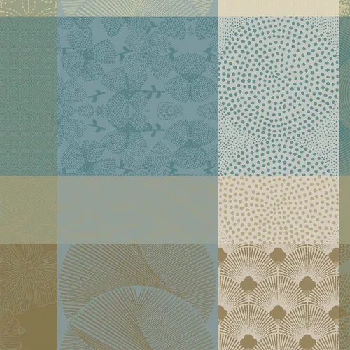 Servietten (4x Set) Mille Zen Ecume 55x55 cm Baumwolle in blau von Garnier-Thiebaut