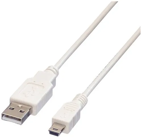 Value USB-Kabel USB 2.0 USB-A Stecker, USB-Mini-A Stecker 3.00 m Weiß Geschirmt 11.99.8730