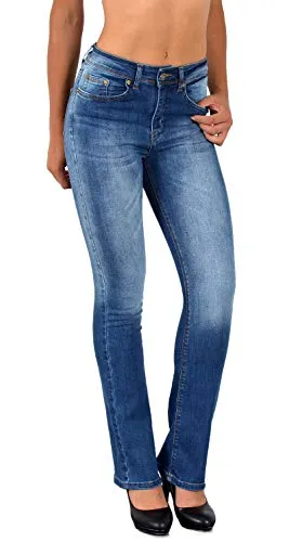 ESRA Damen Bootcut Jeans B700 – 70er Schlaghose bis Übergröße - Stylische Bootcut Jeans für Damen bis Übergröße, gefertigt aus weicher Baumwolle mit hohem Stretchanteil für optimalen Tragekomfort. Ideal für einen modischen Look im Alltag.