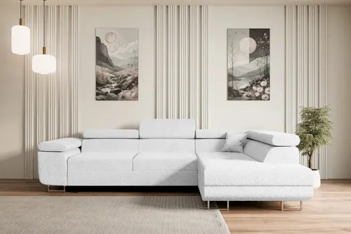 Altdecor Ecksofa Weiß, 4-Sitzer L-Form mit Schlaffunktion in weiß von ALTDECOR