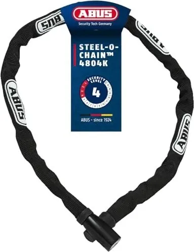 ABUS Unisex Fahrradschloss Nero 110 cm - Fahrradschloss mit ABUS-Sicherheitslevel 4: Leicht, flexibel und ideal für den täglichen Gebrauch. Die 4 mm dicke Stahlkette bietet hervorragenden Schutz und ist mit einem Textilschlauch ummantelt, um Lackschäden zu vermeiden.