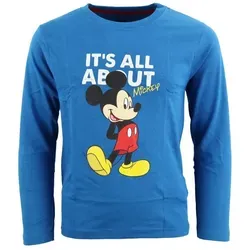 Disney Mickey Mouse Langarmshirt Mickey Maus Kinder Langarm Shirt Gr. 98 bis 128, Baumwolle blau 98