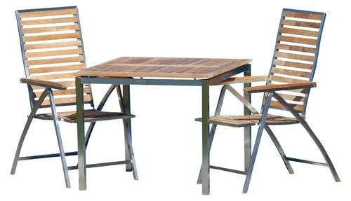 ALEOS Gartengarnitur Edelstahl Teak Set 90x90 cm