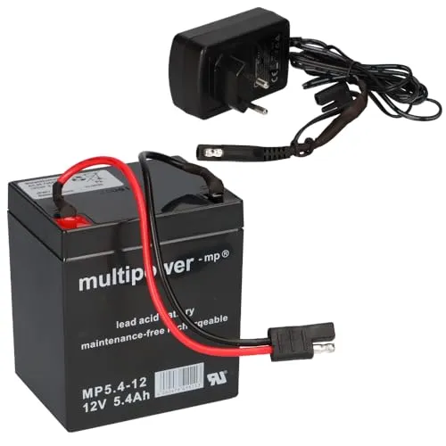 Multipower Blei Akku 12V 5,4Ah mit Ladegerät