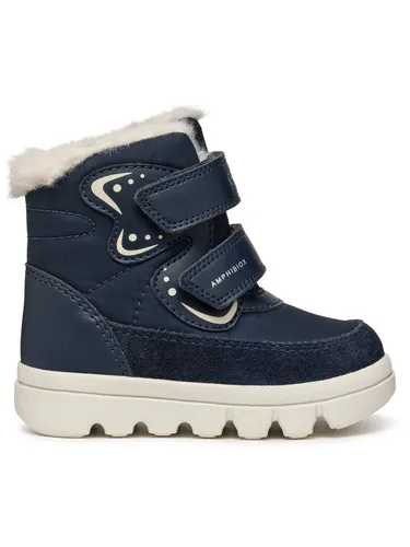 Geox Baby-Mädchen B WILLABOOM Girl B A Snow Boot, Navy/Off White, 21 EU - Baby Stiefel für Mädchen, atmungsaktiv und perfekt für kalte Wintertage.