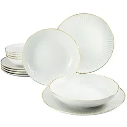 CreaTable Allegra Goldband 12-tlg Tafelservice in gold von CreaTable