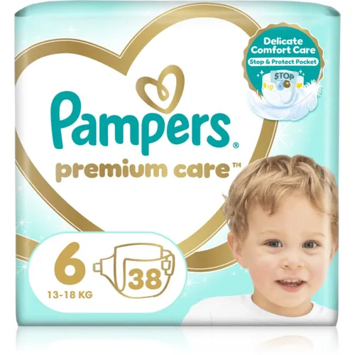Pampers Premium Care Size 6 Einwegwindeln 13-18 kg - Windeln für Kinder, 38 St., bieten stundenlangen Trockenheitsschutz und sorgen für glückliche Momente ohne Sorgen. Mit schneller Absorption und kindgerechter Form für maximalen Komfort.