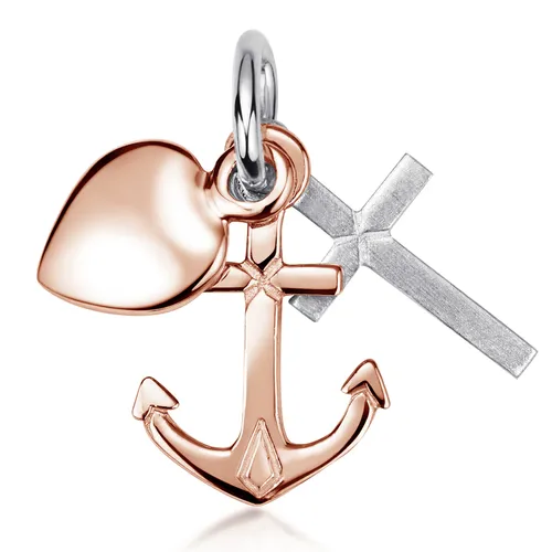MATERIA Roségold Kettenanhänger Kreuz Anker Herz - 925 Silber Anhänger - Halsketten & Anhänger, eleganter 925 Silber Anhänger in Roségold, ideal für besondere Anlässe wie Geburtstage oder Jubiläen, passend für Ketten bis 3,5mm.