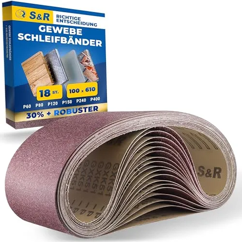 S&R Schleifband-Set 18 Stück 100 x 610 mm von S&R