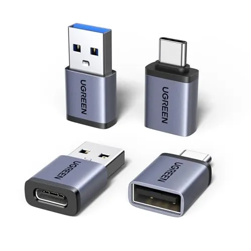 UGREEN USB C Adapter 10Gbps 4 Stück, USB auf Typ C 3.2 Adapter (2 Pack) & Typ C auf A Stecker (2 Pack), USB Adapter Kompatibel mit iPhone 17 Galaxy Laptop MacBook Pro Airpods iPad PC Hub usw.
