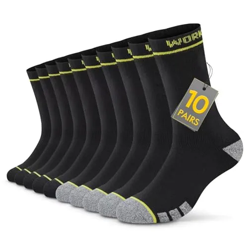 TUUHAW Arbeitssocken Herren 43-46 Work Socken Herren 43-46 Schwarz Lange Sportsocken Tennissocken Baumwolle Socken Männer Funktionssocken Wandersocken Dicke Wintersocken Socks Men