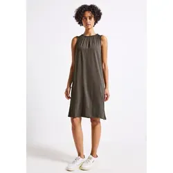 STREET ONE Midikleid – Ärmelloses Kleid in Unifarbe Braun, Größe 42 - Kleider in casual Optik, aus 95% Viskose und 5% Elasthan, pflegeleicht bei 30°C, ideal für entspannte Anlässe.