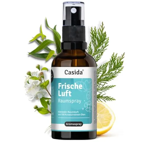 Casida Frische Luft Raumspray - Klärender Raumduft mit 100% naturreinen Ölen - Klarheit & Energie - Neutralisieren von Gerüchen - Reinigung Raumklima - 50ml
