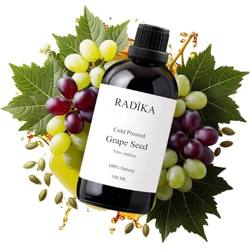Radika® Traubenkernöl | 100 ml | Grapeseed Oil für Hair, Gesicht & Nägel | Spendet Feuchtigkeit, reduziert Falten & unterstützt die Hautelastizität | Traubenkernöl Gesicht & Traubenkernöl Haare