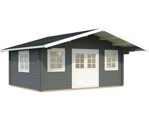 Gartenhaus Palmako Helena 18,6 m² - Dunkelgrau-Weiße Eleganz - Hochwertiges Gartenhaus mit Satteldach, inklusive Fußboden, ideal für Gartenlagerung oder als Rückzugsort.