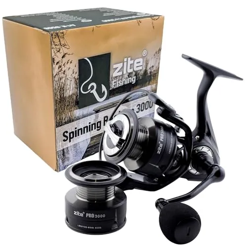 Zite Fishing Spinning Reel Pro 2000–4000 | Spinnrolle mit Frontbremse | 8+1 Kugellager | Aluminium Klappkurbel & Eva Griff | Für Forelle, Barsch, Zander & Hecht (Spinning Reel Pro 3000)