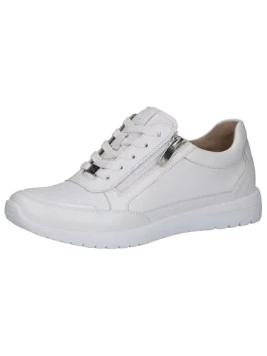 CAPRICE Damen Sneaker flach aus Leder mit Reißverschluss, Weiß (White Nappa) - Damen-Sneaker mit AIRMOTION Sohlentechnologie für optimale Zirkulation und Federung. Hochwertiges Leder und Wechselfußbett für individuellen Komfort.