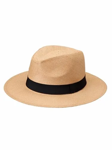 Michael Heinen Strohhut Herren - Traditioneller Panama Hut - Sommer Sonnenhut Trilby L/XL ,Braun