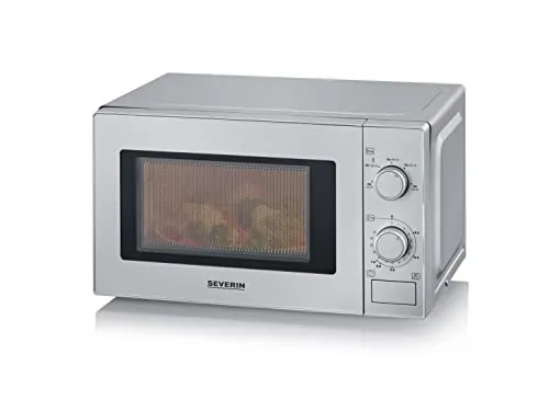SEVERIN MW 7899 Silber Mikrowelle - Mikrowelle mit 20 L Kapazität und Auftaufunktion, ideal für schnelles Kochen und Aufwärmen in der Küche.