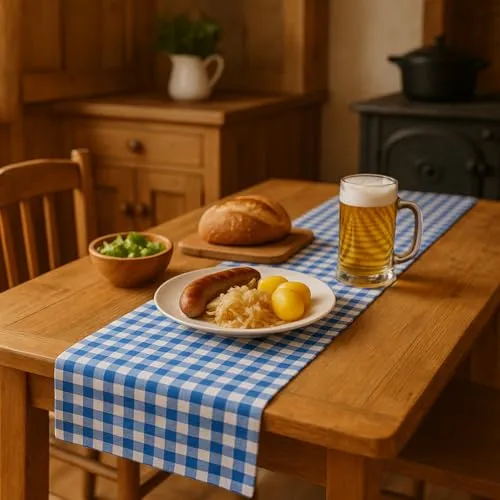 texpot Landhaus Tischläufer 40 x 240 cm Blau-weiß Kariert aus 100% Baumwolle im 20 mm Karo Bauernkaro