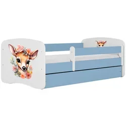 Raumhirsch Furniture Kinderbett Bambi, Blau - Kinderzimmermöbel mit abnehmbarer Schutzschiene und geräumiger Schublade für Ordnung. Inklusive Matratze für optimalen Schlafkomfort – ideal für ein modernes Kinderzimmer.