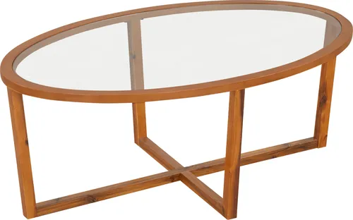 COSTWAY Ovaler Couchtisch aus Glas