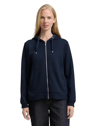 TOM TAILOR Damen Sweatjacke 1048293 - Sky Captain Blue, 3XL - Funktionsjacke aus elastischem Scuba-Stoff mit Kapuze und Eingriffstaschen. Ideal für Komfort und Bewegungsfreiheit, knitterarm und pflegeleicht.