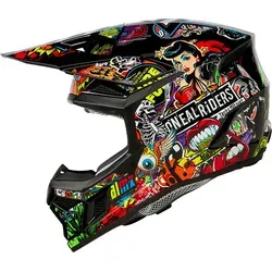 O'Neal 3SRS Crank Motocrosshelm Kinder - Matt Schwarz/Rot/Grün/Gelb - Größe L - Motorradhelm mit IPX® ACells für optimalen Aufprallschutz, leicht und komfortabel – der perfekte Begleiter für junge Rennfahrer.