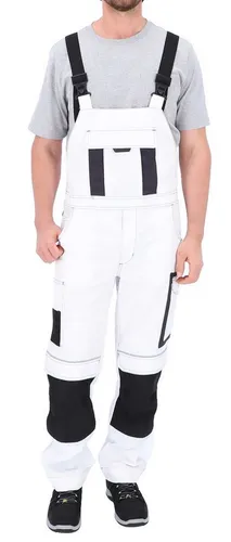 ELIWORX Arbeitslatzhose Stretch Einsatz bequeme robuste flexible Herrenhose Smartes Taschen-Design ideal für Handwerk Heimwerk und Baugewerbe weiß 54