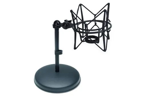 keepdrum Mikrofonständer keepdrum Tischstativ MS032 mit Mikrofonspinne Schwarz, (Vorteils-Set, justierbar), Rundsockel