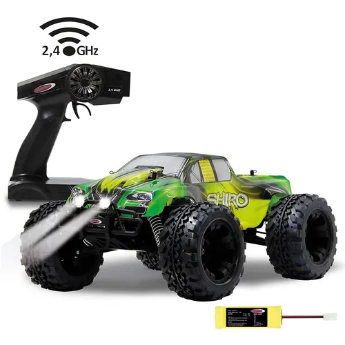 JAMARA Shiro Monstertruck 4WD 1:10 NiMh 2,4GHz mit LED - RC-Modelle mit beeindruckender Höchstgeschwindigkeit von 35 km/h, ideal für aufregende Offroad-Abenteuer mit LED-Beleuchtung.