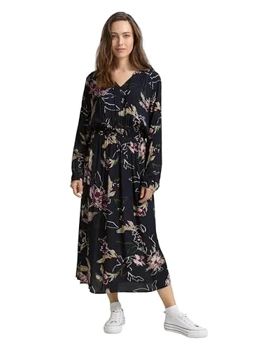 TOM TAILOR Damen Kleid 1047648 mit Big Flower Design in schwarz von Tom Tailor